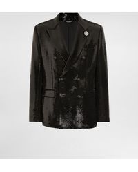 Dolce & Gabbana - Double-Breasted Sicilia Light Jacket With Sequins - Lyst