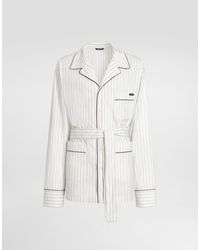 Dolce & Gabbana - Striped Poplin Vanity Robe - Lyst