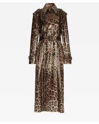 Dolce & Gabbana - トレンチコート コーティングサテン レオパードプリント - Lyst