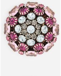 Dolce & Gabbana Metal brooch with multi-colored rhinestones - Multicolore