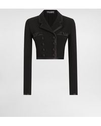 Dolce & Gabbana - Short Double-Breasted Wool Crepe Jacket - Lyst