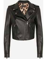 Dolce & Gabbana - Leather Biker Jacket - Lyst