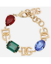 Dolce & Gabbana - Bracciale con logo DG e strass multicolor - Lyst