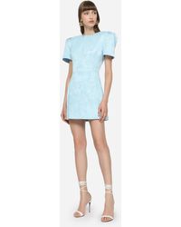 Dolce & Gabbana Short Floral Brocade Dress - Blue
