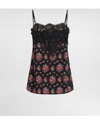 Dolce & Gabbana - Small Flower Bouquets-Print Charmeuse Top - Lyst