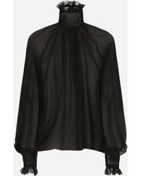 Dolce & Gabbana - ブラウス シフォン スモックステッチディテール - Lyst