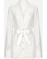 Dolce & Gabbana - Floral Cordonetto Lace Pajama Shirt - Lyst