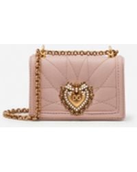 Dolce & Gabbana Devotion Micro Bag In Quilted Nappa Leather - Pink