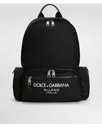 Dolce & Gabbana - Rucksack Aus Nylon Mit Gummiertem Logo - Lyst