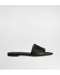 Dolce & Gabbana - Suede And Dauphine Calfskin Flat Slippers - Lyst