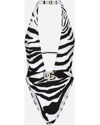 Dolce & Gabbana - Zebra Printed One-Piece Swimsuit - Lyst