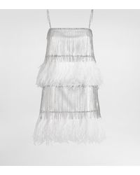 Dolce & Gabbana - Satin Dress With Feathers - Lyst