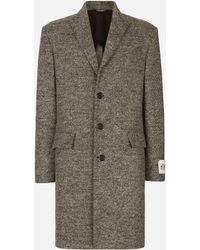 Dolce & Gabbana - Single-Breasted Melange Diagonal-Weave Wool Coat - Lyst