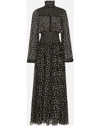 Dolce & Gabbana - Silk Polka-Dot Maxi Dress - Lyst