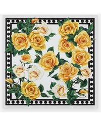 Dolce & Gabbana - Twill Scarf With Rose (70 X 70) - Lyst