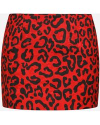Dolce & Gabbana Leopard-print brocade miniskirt - Rosso