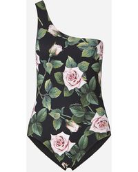 Dolce & Gabbana Bañador Entero De Un Tirante Y Con Estampado De Rosas Tropicales - Multicolor