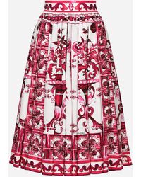 Dolce & Gabbana - Poplin Midi Skirt With Majolica Print - Lyst