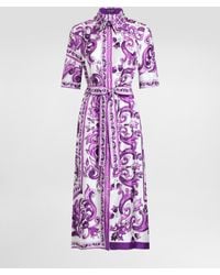 Dolce & Gabbana - Majolica-Print Twill Shirt Dress - Lyst