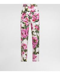 Dolce & Gabbana - Peony- Cotton Jacquard Pants - Lyst