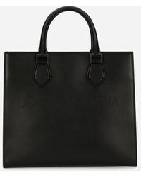 Dolce & Gabbana Shopper Edge aus Kalbsleder mit Logo - Schwarz