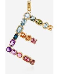 Dolce & Gabbana - Charm E Lettering 18-Carat And Multicolored Gems - Lyst