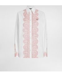 Dolce & Gabbana - Camisa Holgada De Popelina De Algodón Con Aplicaciones De Encaje - Lyst