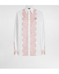 Dolce & Gabbana - Oversize Cotton Poplin Shirt With Lace Appliqués - Lyst