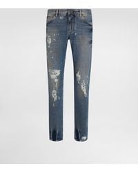 Dolce & Gabbana - Slim-Fit Stretch Cotton Jeans With Tag - Lyst