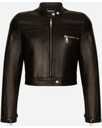 Dolce & Gabbana - Nappa Leather Biker Jacket - Lyst