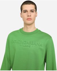 Dolce & Gabbana Technical Jersey Sweatshirt With Embossed Dg Logo - Green