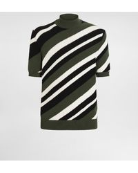 Dolce & Gabbana - Short-Sleeved Cotton Mock-Turtleneck With Striped Inlay - Lyst