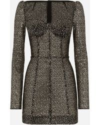 Dolce & Gabbana - Sequin-Embellished Corset Mini Dress - Lyst