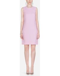 Dolce & Gabbana Kurzes Kleid Aus Crêpe Mit Dekorativen Knöpfen - Pink