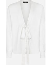 Dolce & Gabbana - Silk Pussy-Bow Shirt - Lyst