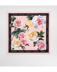 Dolce & Gabbana - Tuch Aus Seidentwill Pfingstrosen- Und Rosenprint 70 X 70 - Lyst
