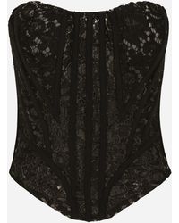 Dolce & Gabbana Capri Lace Bustier With Straps in Black | Lyst