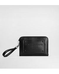 Dolce & Gabbana - Kleine Pouch Bag Aus Kalbsleder Mit Relieflogo - Lyst