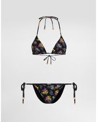 Dolce & Gabbana - Small Floral-Print Triangle Bikini - Lyst