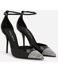 Dolce & Gabbana Patent Leather Court Shoes With Fusible Rhinestones - Black