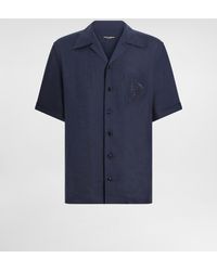 Dolce & Gabbana - Linen Shirt With Logo Embroidery - Lyst