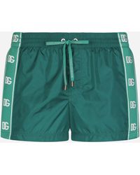 Dolce & Gabbana Short swim trunks with branded bands - Verde