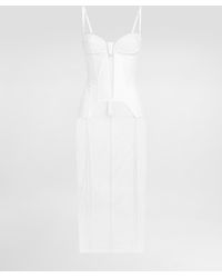 Dolce & Gabbana - Tulle Calf-Length Dress With Corset Details - Lyst