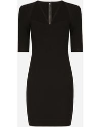 Dolce & Gabbana - Short Jersey Dress With 3/4 Sleeves - Lyst