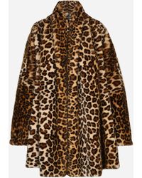 Dolce & Gabbana Cappa in eco pelliccia stampa leopardo - Marrone