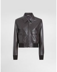 Dolce & Gabbana - Short Plongé Nappa Leather Jacket - Lyst