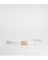 Dolce & Gabbana - Calfskin Belt With Dg Logo - Lyst