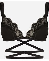 Dolce & Gabbana - Satin And Lace Triangle Bra - Lyst