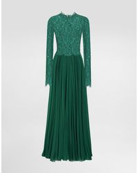 Dolce & Gabbana - Long Chiffon And Lace Dress - Lyst