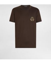 Dolce & Gabbana - Cotton T-Shirt With Heraldic Patch - Lyst